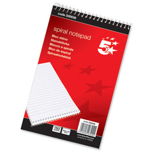 5 Star Spiral Notepad Headbound Ruled 300 Pages 125x200mm [Pack 10]