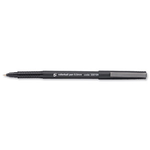 5 Star Rollerball Pen Fine 0.5mm Tip 0.3mm Line Black [Pack 12]