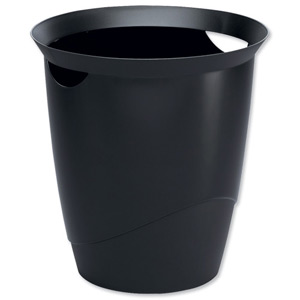 Durable Vivid Waste Bin Plastic with Handles 16 Litre Black Ref 1701710060