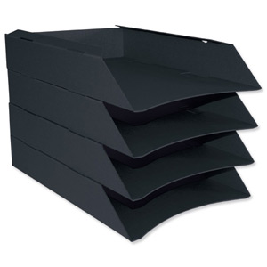 Intensive Letter Trays Recycled Card Front-load A4 Black Ref AbyLetBk [Pack 6]