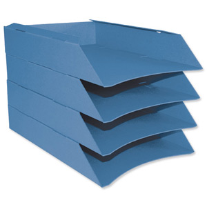Intensive Letter Trays Recycled Card Front-load A4 Blue Ref AbyLetBl [Pack 6]
