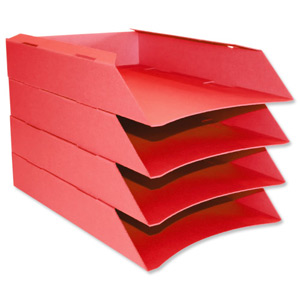 Intensive Letter Trays Recycled Card Front-load A4 Red Ref AbyLetRd [Pack 6]