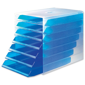 Durable Trend Idealbox Desk Set Plastic7 Drawer Clear and Translucent Blue Ref 1712000540
