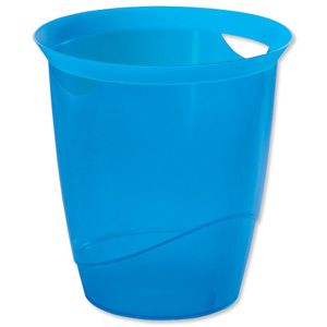 Durable Trend Waste Bin Plastic with Handles 16 Litre Translucent Blue Ref 1701710540