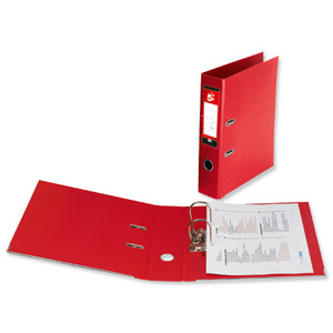 5 Star Lever Arch File PVC Spine 70mm A4 Red [Pack 10]