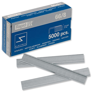 Rapid 66/8 Super Strong Staples 8mm Shank Length [for 100E 105E 106E] Ref 24868000 [Pack 5000]