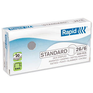 Rapid 26/6 Staples Cobra Grip X-Ray 6mm shank length Ref 24861800 [Pack 5000]