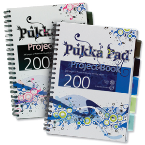 Pukka Pad Wave Project Book Wirebound Perforated 5-Divider 200pp 80gsm A4 Assorted Ref 6500 [Pack 3]