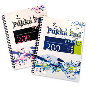 Pukka Pad Wave Jotta Notebook Wirebound Perforated Ruled 4-Hole 80gsm 200pp A4 Assorted Ref 6503 [Pack 3]