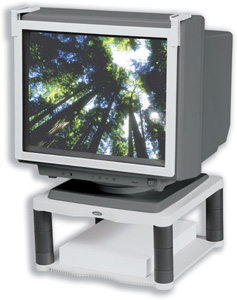 Fellowes Premium Monitor Riser for 21in Capacity 36kg 5 Heights 64-165mm Platinum Ref 91717
