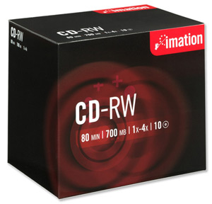 Imation CD-RW Rewritable Disk Cased 1x-4x Speed 80min 700Mb Ref 19001 [Pack 10]