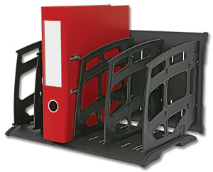 Arnos Versa-Tidy Book Rack Horizontal or Vertical 5 Compartments A4 Black Ref F176B