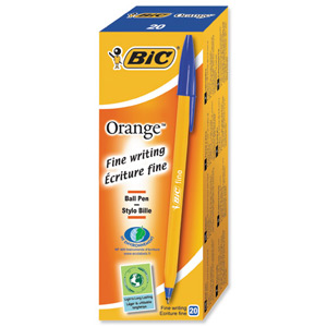 Bic Orange Ball Pen 0.8mm Tip 0.2mm Line Blue Ref 1199110111 [Pack 20]