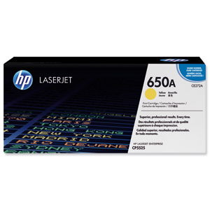 Hewlett Packard [HP] No. 650A Laser Toner Cartridge Page Life 15000pp Yellow Ref CE272A Ident: 819B