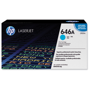 Hewlett Packard [HP] No. 646A Laser Toner Cartridge Page Life 12500pp Cyan Ref CF031A Ident: 818F