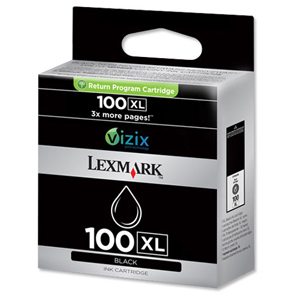Lexmark No. 100XL Inkjet Cartridge Page Life 1020pp Black Ref 14N0848 [Pack 2]