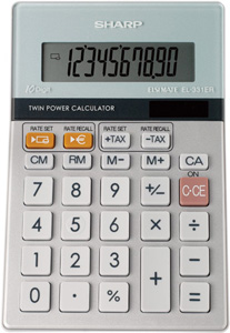 Sharp Calculator Desktop Battery Solar-power Euro 10 Digit 100x152x15mm Ref EL331ERB