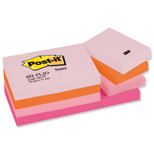 Post-it Colour Notes Pad of 100 Sheets 38x51mm Joyful Palette Rainbow Colours Ref 653FL [Pack 12]