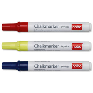 Nobo Chalkmarker Pens Drywipe Assorted Colours Ref 34434201 [Pack 3]