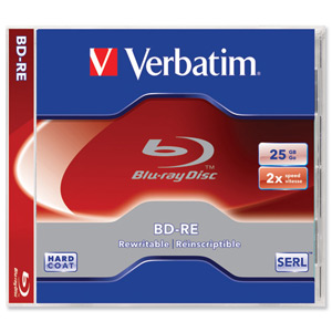 Verbatim Blu-ray BD-RE Rewritable Disk Cased Speed 1-2X 25GB Ref 43615 [Pack 5]