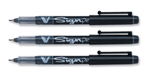 Pilot Sign Pen Liquid Ink Soft Medium 2.0mm Tip 0.6mm Line Black Ref SWVSP01 [Pack 12]