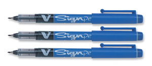 Pilot Sign Pen Liquid Ink Soft Medium 2.0mm Tip 0.6mm Line Blue Ref SWVSP03 [Pack 12]