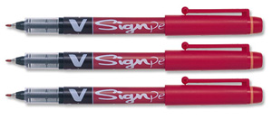 Pilot Sign Pen Liquid Ink Soft Medium 2.0mm Tip 0.6mm Line Red Ref SWVSP02 [Pack 12]