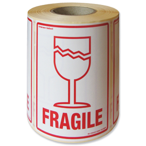 Adpac Parcel Labels Fragile 108x79mm on Roll Diameter 210mm Ref SG108FR [500 Labels]