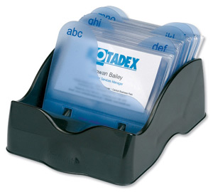 Rotadex Minimate Business Card File Open with 50 Sleeves and A-Z Index Black Ref MMATEOBC-50