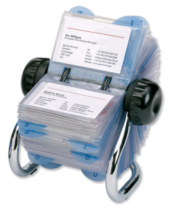 Rotadex Rotamate Rotary Business Card File with 200 Sleeves and A-Z Index Grey and Silver Ref RMBCCE