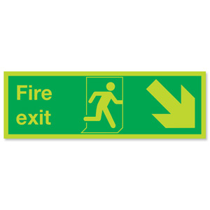 Niteglo Fire Exit Sign Man and Arrow Down Right 450x150mm Polypropylene Ref FX04211M
