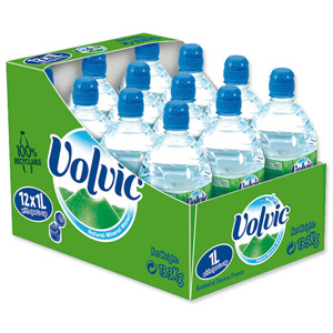Volvic Go Natural Mineral Water Bottle Plastic with Sports Cap 1 Litre Ref EX-2-100 02205 [Pack 12]