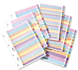 Concord ColourMix Index Mylar-reinforced Punched 4 Holes 1-10 A4 Multicoloured Ref 17301/CS173