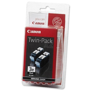 Canon BCI-3E BK Inkjet Cartridge Page Life 840pp Black Ref 4479A287 [Pack 2]