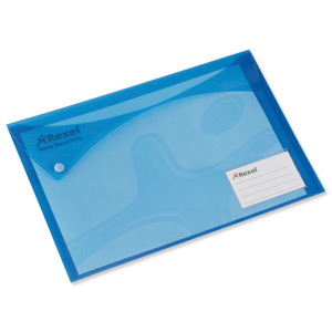 Rexel Carry Folders Xtra Landscape Extra Back Pocket and Card Holder A4 Blue Ref 2101160 [Pack 5]
