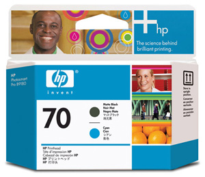 Hewlett Packard [HP] No. 70 Inkjet Printhead Matt Black and Cyan Ref C9404A