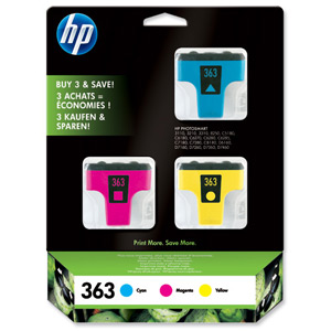 Hewlett Packard [HP] No. 363 Inkjet Cartridges Page Life 400pp 3 Colours Ref CB333EE [Pack 3] Ident: 812H