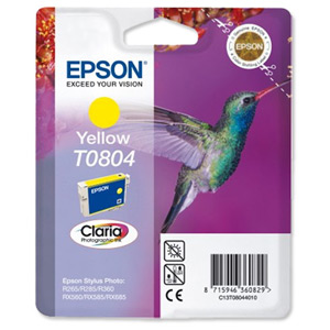 Epson T0804 Inkjet Cartridge Claria Hummingbird Page Life 460-660pp Yellow Ref C13T08044010