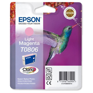 Epson T0806 Inkjet Cartridge Claria Hummingbird Page Life 590-685pp Light Magenta Ref C13T08064010