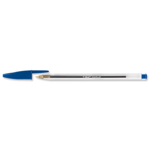 Bic Cristal Ball Pen Clear Barrel 1.0mm Tip 0.4mm Line Blue Ref 8373602 [Pack 50]