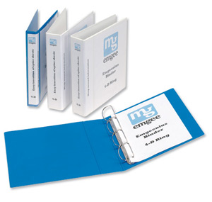 Emgeenius Presentation Binders 4 D-Ring with Cover Pockets 25mm Capacity A4 Blue Ref 681061 [Pack 10]