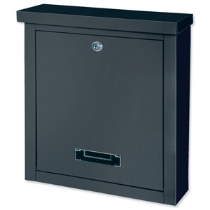 Rottner Brighton Mail Box Opening Suitable for A4 Documents W400xD155xH310mm Black Ref T04508