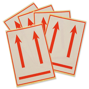 International Handling Labels W74xH105mm Red/White Printed this Way Up [Pack 5]