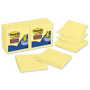 Post-it Super Sticky Z Notes 76x 76mm Canary Yellow Ref R330-12SSCY [Pack 12]