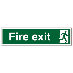 Stewart Superior Fire Exit Sign Man to Right 600x150mm Self-adhesive Vinyl Ref NS004