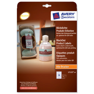 Avery Opaque QR Code Label 14 per Sheet 80x35mm White Rectangular Ref L7122-20.UK [280 labels]