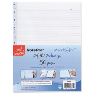 Blueline MiracleBind A4 Refill Pages Ruled with Margin Micoperforated Ref BA4.R