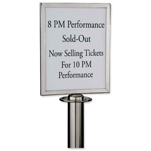 Sign Holder Polished Stainless Steel for Classic Rope Stand A4 W310xH220xD20 Ref RS-SIGN-A4PC