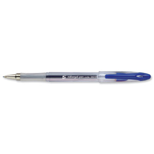 5 Star Roller Gel Pen Clear Barrel 1.0mm Tip 0.5mm Line Blue [Pack 12]
