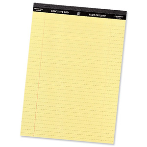 5 Star Executive Pad Perforated Top Feint Ruled Blue Margin Red 50 Yellow Sheets A4 [Pack 10]